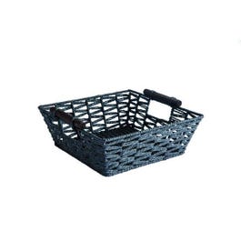 Cesta rectangular asas de madera 26x26x11 cm negra Cesta rectangular asas de madera 26x26x11 cm negra