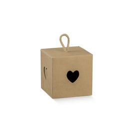 Caja + tapa asa corazón 10x10x10 cm marrón - 10 unidades Caja + tapa asa corazón 10x10x10 cm marrón - 10 unidades