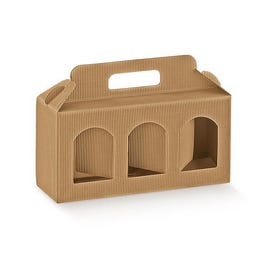 Estuche 3 ventanas 25x8x12 cm marrón ondulado - 10 unidades Estuche 3 ventanas 25x8x12 cm marrón ondulado - 10 unidades