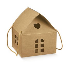 Casa con cordón 24,5x24,5x15 cm marrón Casa con cordón 24,5x24,5x15 cm marrón
