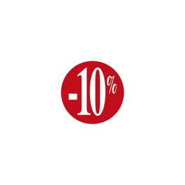 Pegatinas -10% 2,5x2,5 cm rojas/blancas - 500 unidades Pegatinas -10% 2,5x2,5 cm rojas/blancas - 500 unidades